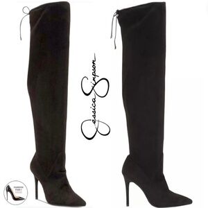 Jessica Simpson Lessy Black Suede Pointed-Toe Over The Knee Women’s Dress Boot 8